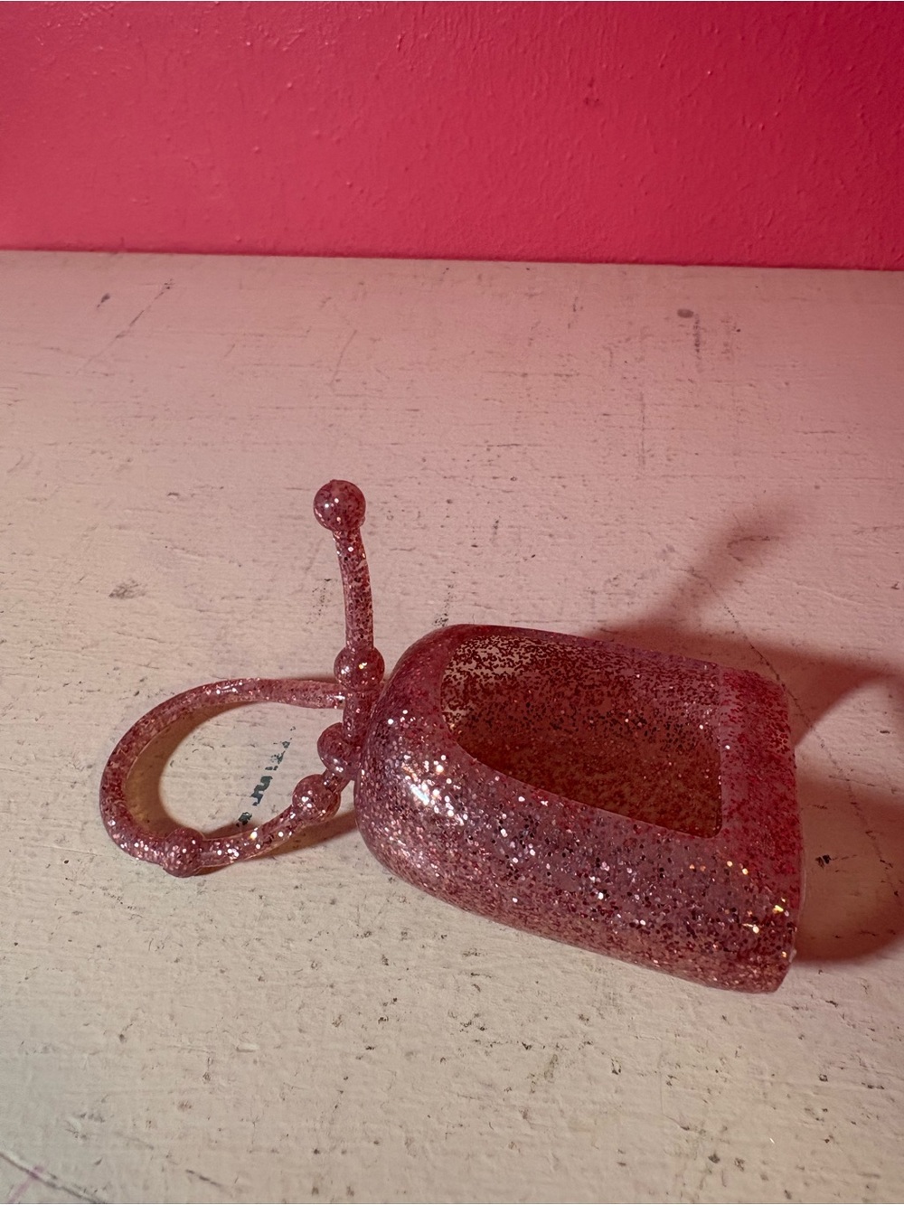 BBW Glitter Pink Pocketbac Hand Sanitizer Holder with Loop Bath Body & Works GUC